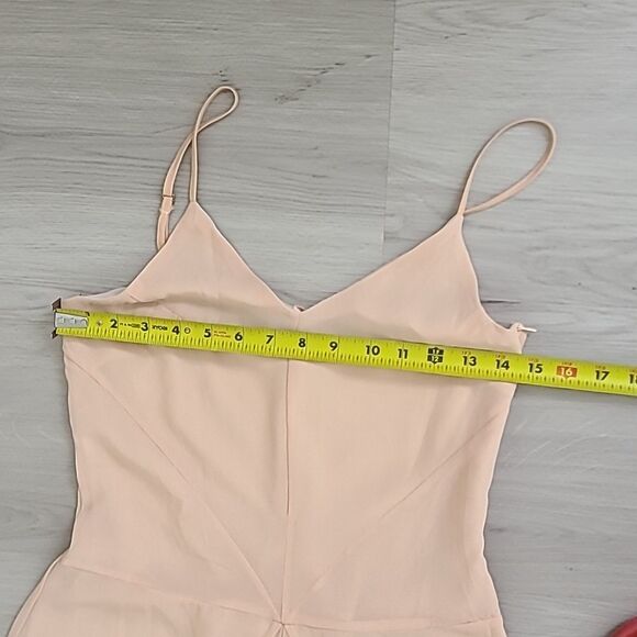 Elegant Nude Pink Maxi Dress V Neck Wedding Guest Maxi Prom Strap Chiffon S - Picture 3 of 5